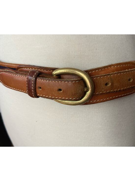 Vintage DOONEY & BOURKE Navy/Red Belt w/Tan Leather Trim Womens sz 40
